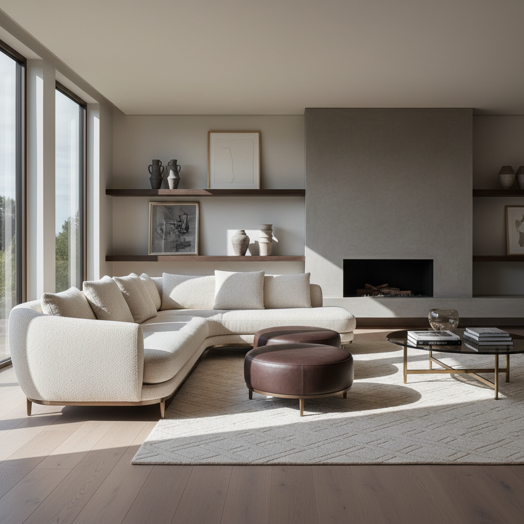 Canapea Quincy de Antonio Citterio pentru Flexform într-un living modern, elegant și luminos.
