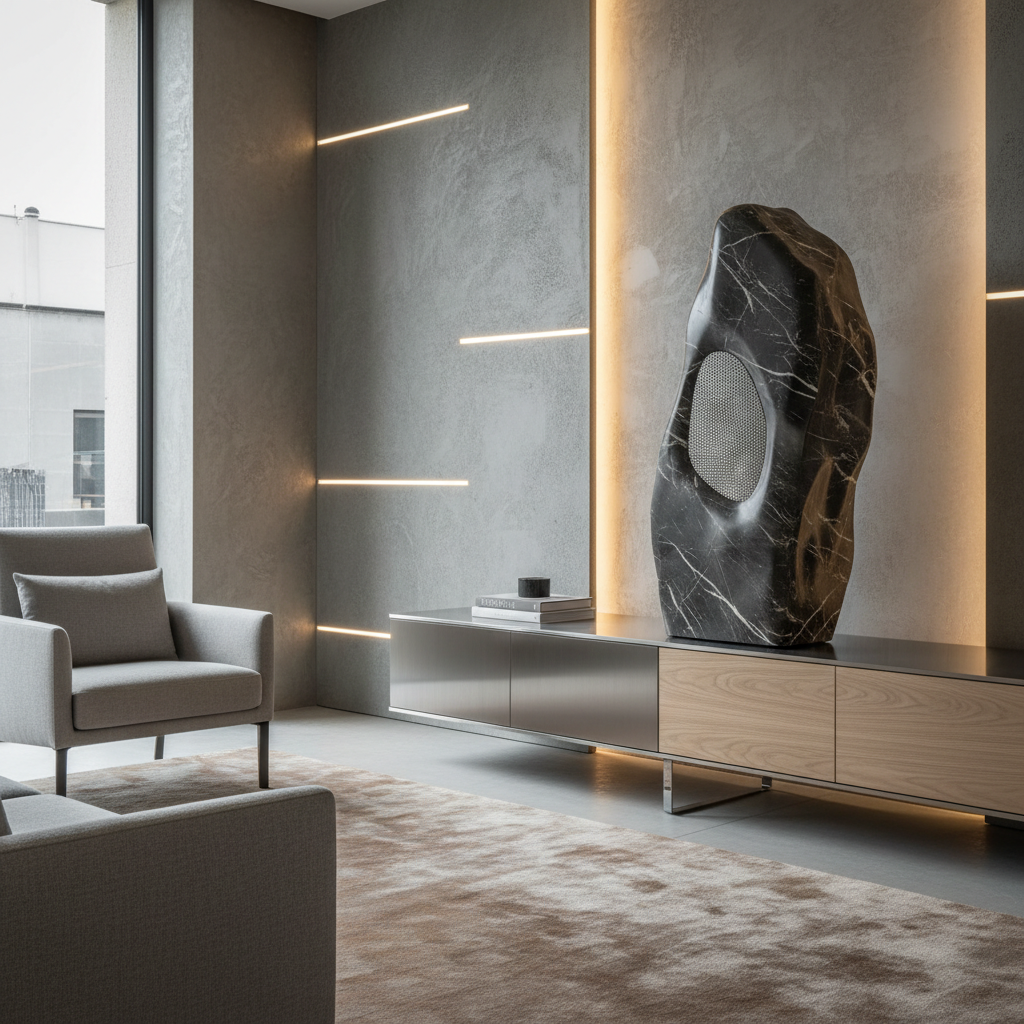O boxă modernă sculptată din piatră, un element de design interior inovator de la Săptămâna Designului de la Milano