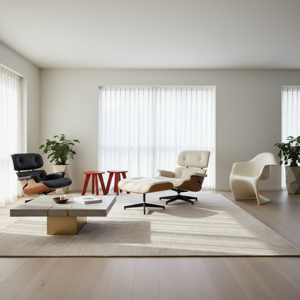 Mobilier iconic Mid-Century Modern într-un interior modern și elegant