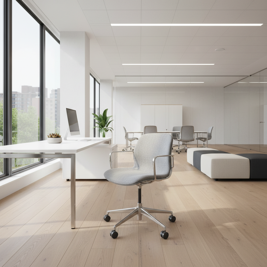 Scaunul Morrison Hannah de la Knoll într-un birou modern, cu un design ergonomic și elegant.