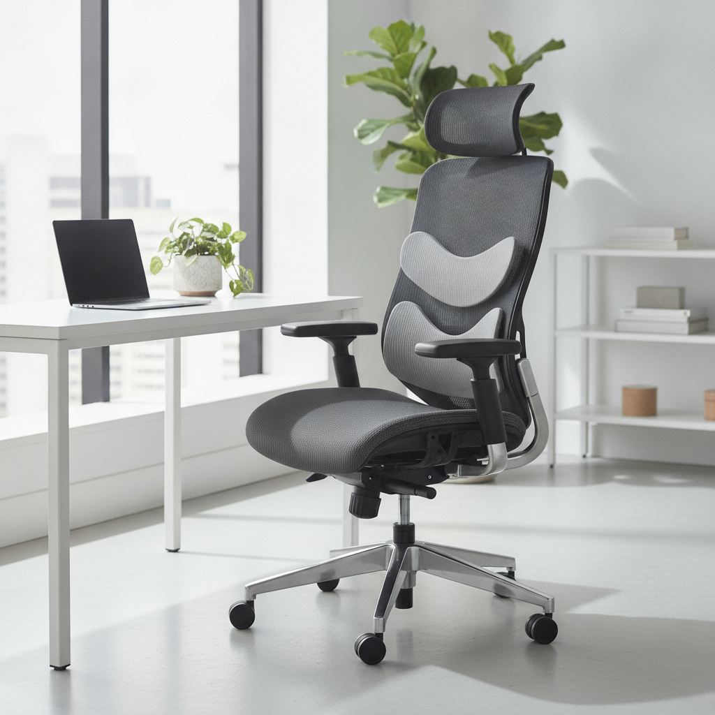Scaun ergonomic de birou Muku, cu design modern și funcții de ajustare.